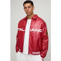 Oversize Twill-Bomberjacke mit Applikation - Rot - M, Rot von boohooman