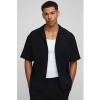 Kurzärmliges Oversize Hemd - Schwarz - XL, Schwarz von boohooman
