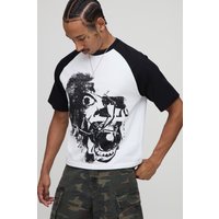 Kurzärmliges kastiges T-Shirt mit Raglan-Print - Weiß - XS, Weiß Kurzärmliges kastiges T-Shirt mit Raglan-Print - Weiß - XS, Weiß von boohooman