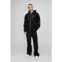Trainingsanzug mit Reißverschluss und Kapuze - Schwarz - XS, Schwarz von boohooman
