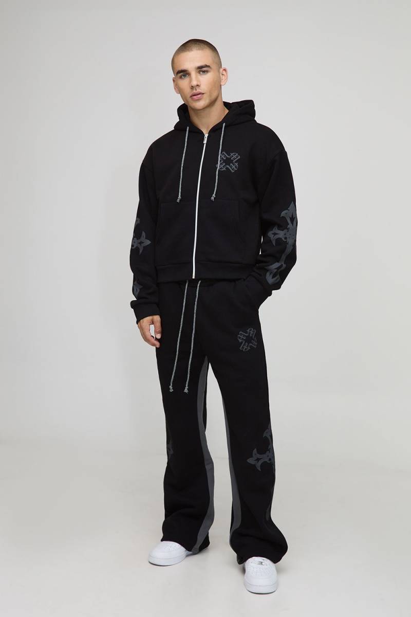 Trainingsanzug mit Reißverschluss und Kapuze - Schwarz - XS, Schwarz Trainingsanzug mit Reißverschluss und Kapuze - Schwarz - XS, Schwarz von boohooman