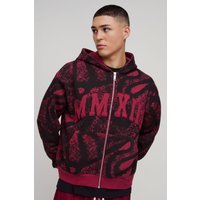 Shrunken Hoodie mit Aop Applikation und Reißverschluss von boohooman