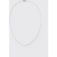 Silberne Halskette mit eckigem Stein-Detail - ONE SIZE, Silber von boohooman