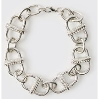 Silbernes Armband mit Strass-Gliedern - ONE SIZE, Silber von boohooman