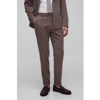 Skinny Anzughose mit Fischgräten-Print - Braun - XL, Braun von boohooman