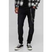 Skinny Jeans mit geteiltem Saum - Schwarz - 36R, Schwarz von boohooman