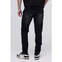 Skinny Stretch Jeans mit Acid-Waschung - Schwarz - 36R, Schwarz von boohooman