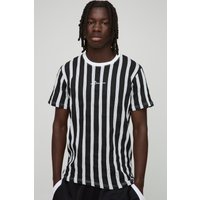 Slim T-Shirt mit BM Signature Streifen - Schwarz - M, Schwarz von boohooman