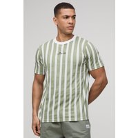 Slim T-Shirt mit BM Signature Streifen - Khaki - S, Khaki Slim T-Shirt mit BM Signature Streifen - Khaki - S, Khaki von boohooman