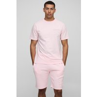 Slim-Fit 25 T-Shirt & Shorts - Rosa - L, Rosa Slim-Fit 25 T-Shirt & Shorts - Rosa - L, Rosa von boohooman