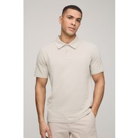 Slim-Fit Basic Pique Poloshirt - Grau - M, Grau von boohooman