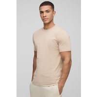 Slim-Fit Basic T-Shirt - Braun - M, Braun von boohooman