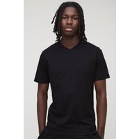 Slim-Fit Basic T-Shirt mit V-Ausschnitt - Schwarz - S, Schwarz von boohooman