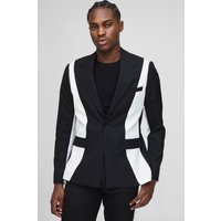 Slim-Fit Blazer mit Kontrast-Detail - Schwarz - 36, Schwarz von boohooman