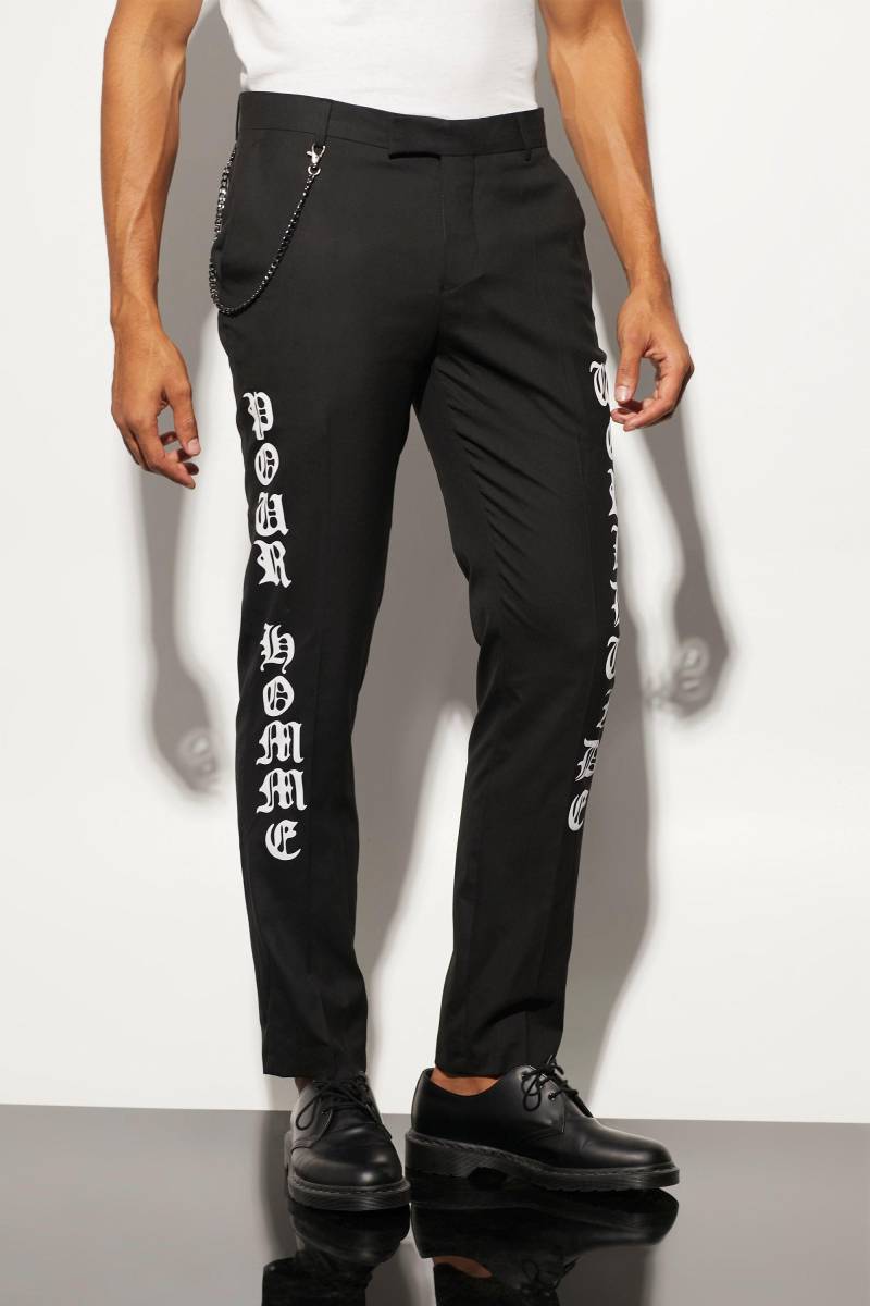 Slim-Fit Hose mit Grafik-Slogan von boohooman