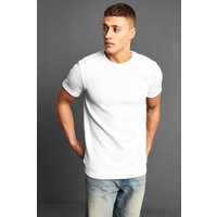 Slim-Fit Jacquard T-Shirt - Weiß - XS, Weiß Slim-Fit Jacquard T-Shirt - Weiß - XS, Weiß von boohooman
