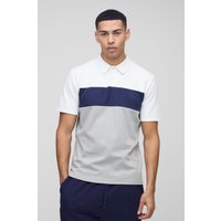 Slim-Fit Man Colorblock Poloshirt - Grau - S, Grau von boohooman