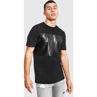 Slim-Fit Man PU T-Shirt - Schwarz - XS, Schwarz von boohooman