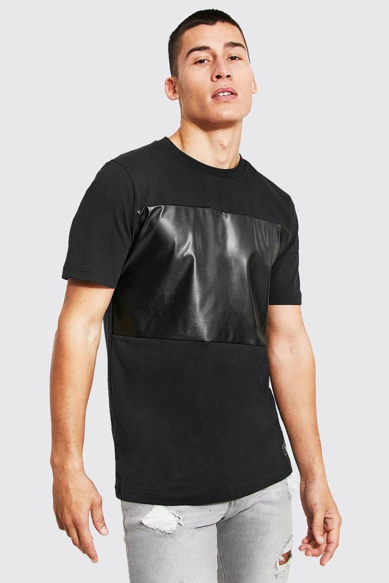 Slim-Fit Man PU T-Shirt - Schwarz - XS, Schwarz Slim-Fit Man PU T-Shirt - Schwarz - XS, Schwarz von boohooman
