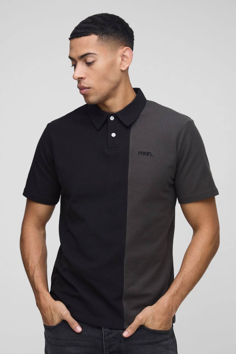 Slim-Fit Man Pique Colorblock Poloshirt - Schwarz - XS, Schwarz Slim-Fit Man Pique Colorblock Poloshirt - Schwarz - XS, Schwarz von boohooman
