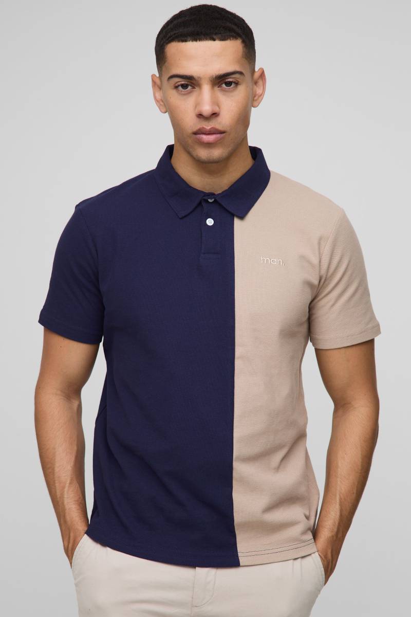 Slim-Fit Man Pique Colorblock Poloshirt von boohooman