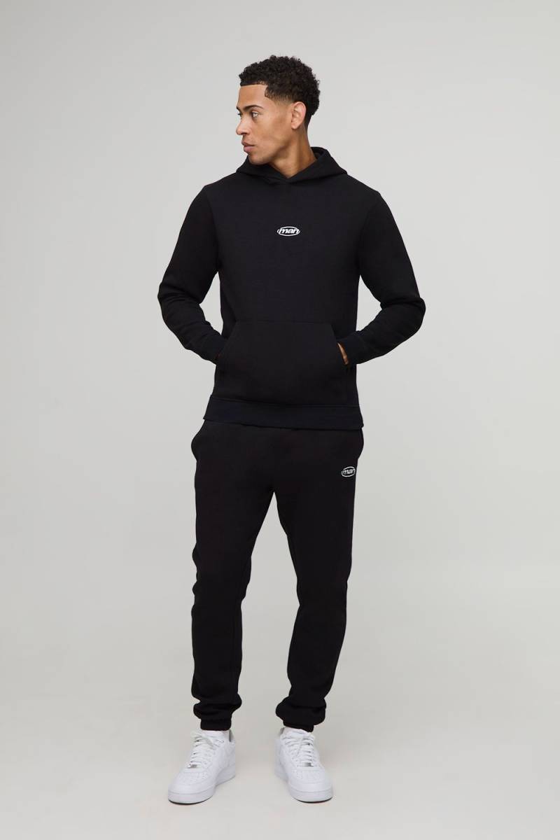 Slim-Fit Man Trainingsanzug mit Kapuze - Schwarz - XS, Schwarz Slim-Fit Man Trainingsanzug mit Kapuze - Schwarz - XS, Schwarz von boohooman