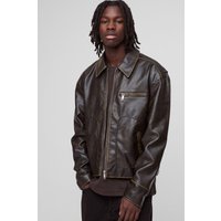 Slim-Fit PU-Bikerjacke in Khaki - M, Khaki Slim-Fit PU-Bikerjacke in Khaki - M, Khaki von boohooman