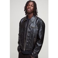 Slim-Fit PU-Bikerjacke in Schwarz - XS, Schwarz Slim-Fit PU-Bikerjacke in Schwarz - XS, Schwarz von boohooman
