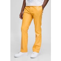 Slim-Fit PU-Schlaghose - Gelb - 36, Gelb von boohooman