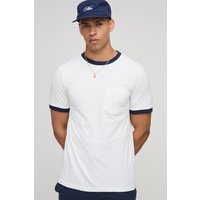 Slim-Fit Ringer T-Shirt - Weiß - XS, Weiß Slim-Fit Ringer T-Shirt - Weiß - XS, Weiß von boohooman
