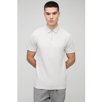 Slim-Fit Poloshirt - Grau - XS, Grau von boohooman