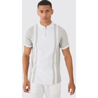 Slim-Fit Poloshirt mit Reißverschluss - Weiß - XS, Weiß Slim-Fit Poloshirt mit Reißverschluss - Weiß - XS, Weiß von boohooman