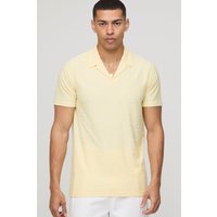 Strukturiertes Slim-Fit Poloshirt - Gelb - S, Gelb Strukturiertes Slim-Fit Poloshirt - Gelb - S, Gelb von boohooman