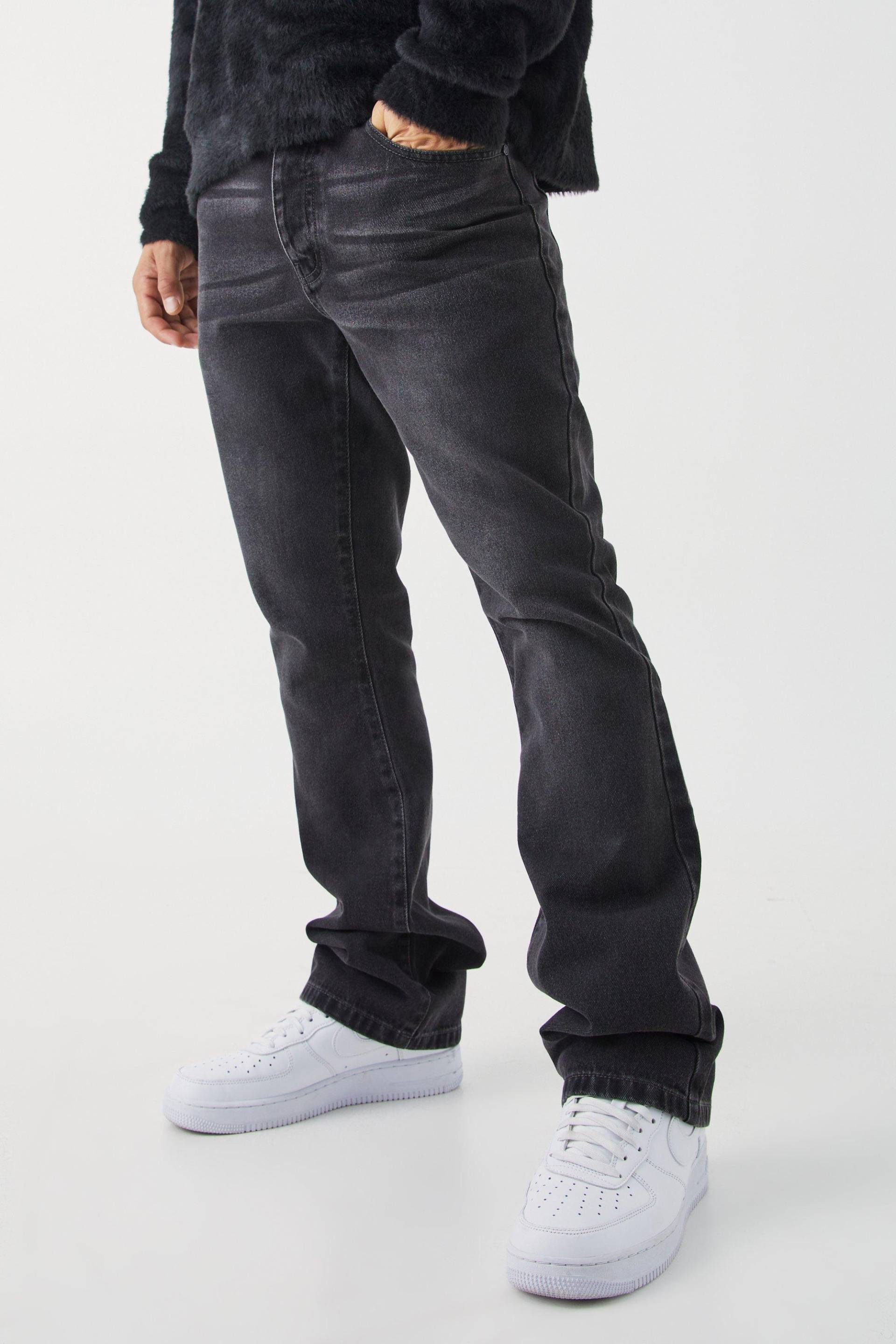 Slim-Fit Schlagjeans - Grau - 34, Grau Slim-Fit Schlagjeans - Grau - 34, Grau von boohooman