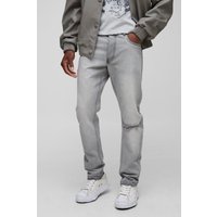 Zerrissene Slim-Fit Jeans - Grau - 34R, Grau von boohooman