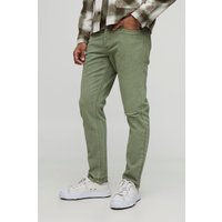 Zerrissene Slim-Fit Jeans - Grün - 28R, Grün von boohooman
