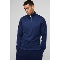Slim-Fit Sweatshirt mit Trichterkragen und 1/4 Reißverschluss - Blau - XS, Blau Slim-Fit Sweatshirt mit Trichterkragen und 1/4 Reißverschluss - Blau - XS, Blau von boohooman