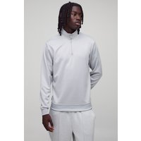 Slim-Fit Sweatshirt mit Trichterkragen und 1/4 Reißverschluss - Grau - XS, Grau von boohooman