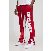 Slim-Fit Official Man Jogginghose mit Flammen-Detail - Rot - XL, Rot von boohooman