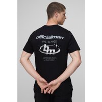 Slim-Fit T-Shirt mit Official Man Print - Schwarz - M, Schwarz von boohooman