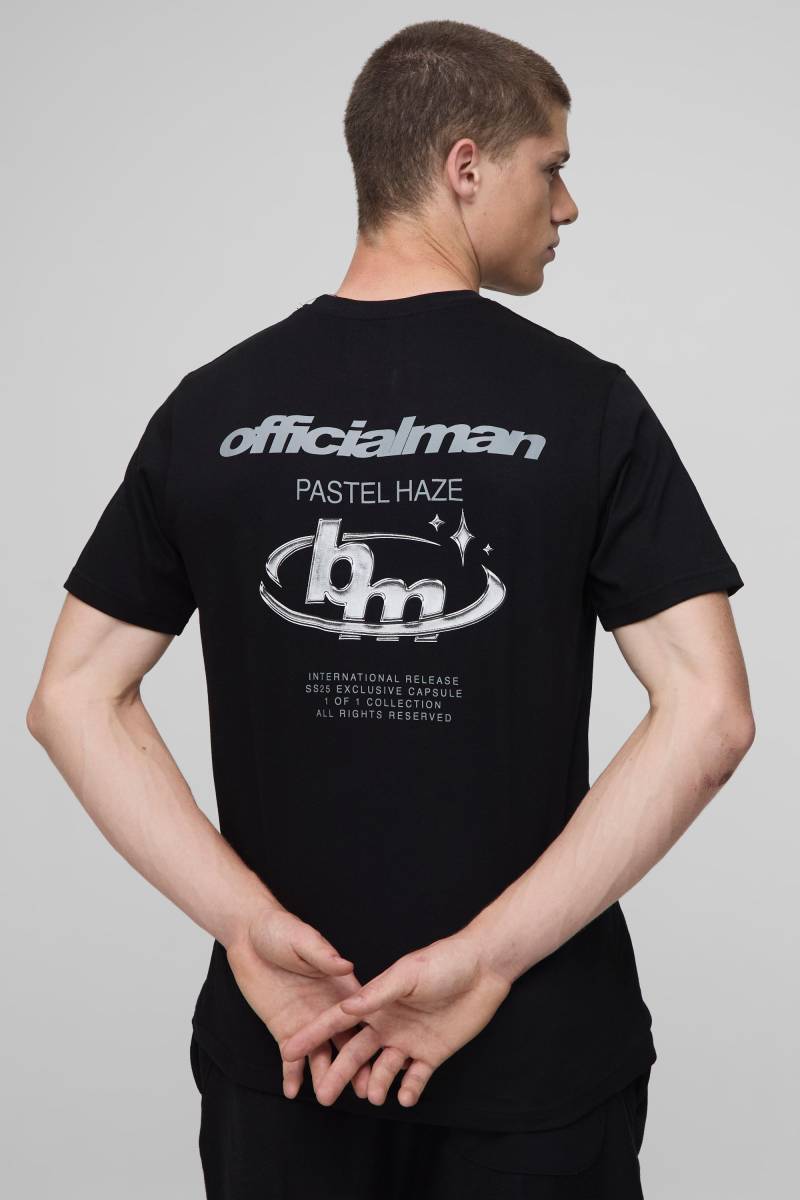 Slim-Fit T-Shirt mit Official Man Print - Schwarz - XS, Schwarz Slim-Fit T-Shirt mit Official Man Print - Schwarz - XS, Schwarz von boohooman