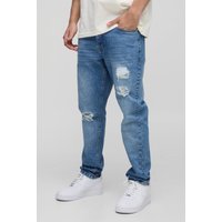 Hellblaue Slim-Fit Jeans mit Rissen - 34R, Blau von boohooman