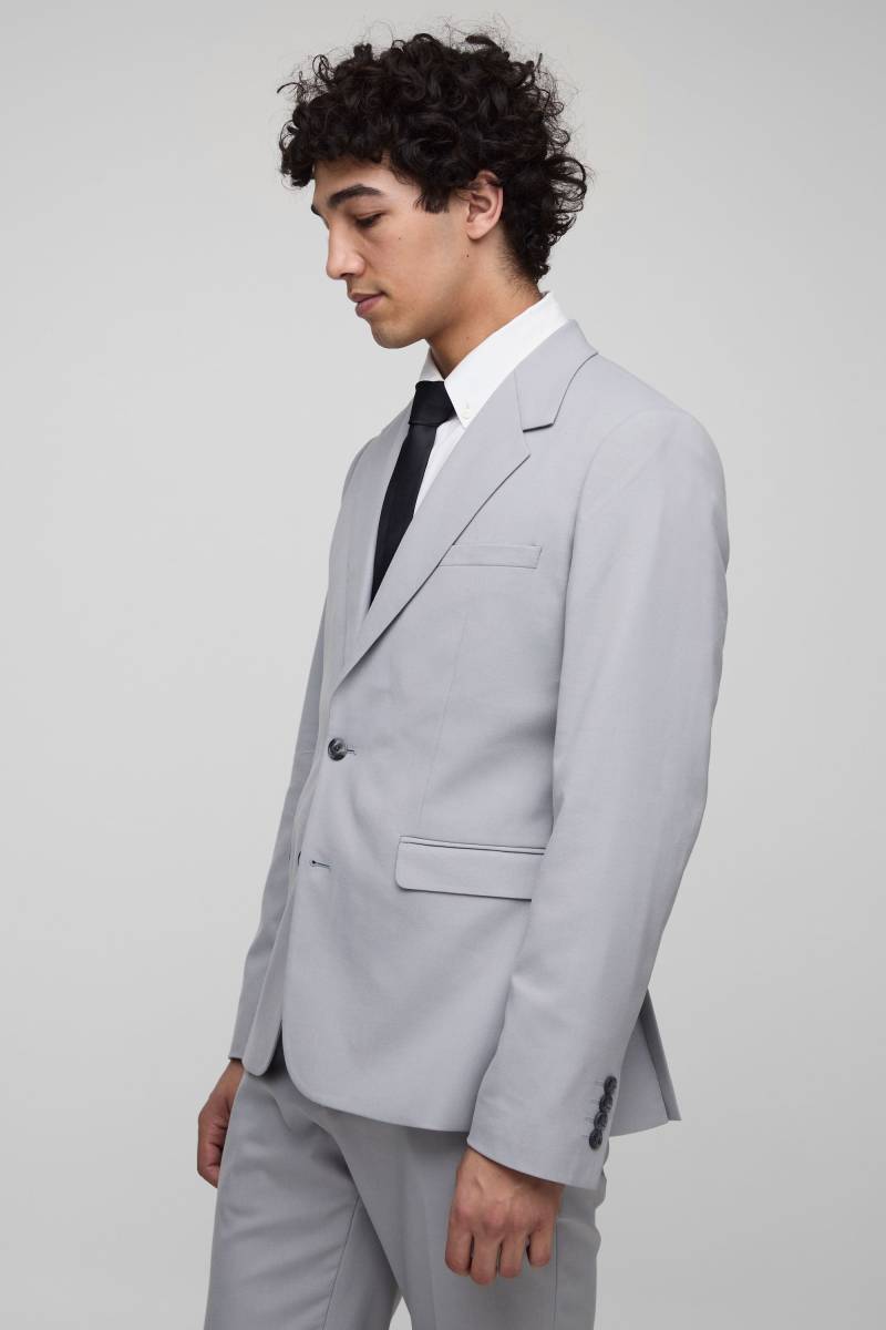 Einreihige Slim-Fit Anzugjacke - Grau - 40, Grau von boohooman