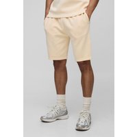 Gerippte Slim-Fit Shorts - Gelb - M, Gelb von boohooman