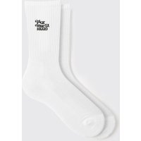 Sport-Socken mit Slogan-Stickerei - Weiß - ONE SIZE, Weiß von boohooman
