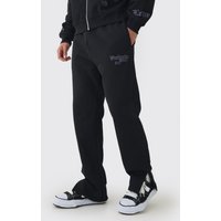 Smarte bestickte Jogginghose mit geteiltem Saum - Schwarz - S, Schwarz Smarte bestickte Jogginghose mit geteiltem Saum - Schwarz - S, Schwarz von boohooman