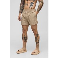 Smarte Badehose in Knitteroptik - Taupe - M, Taupe von boohooman