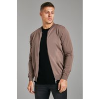 Smarte Strick-Bomberjacke - Taupe - L, Taupe von boohooman