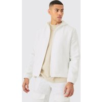 Smarte strukturierte Jacquard-Jacke mit Kapuze - Weiß - XL, Weiß Smarte strukturierte Jacquard-Jacke mit Kapuze - Weiß - XL, Weiß von boohooman