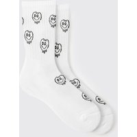 Sport-Socken mit Trippy Face Print von boohooman